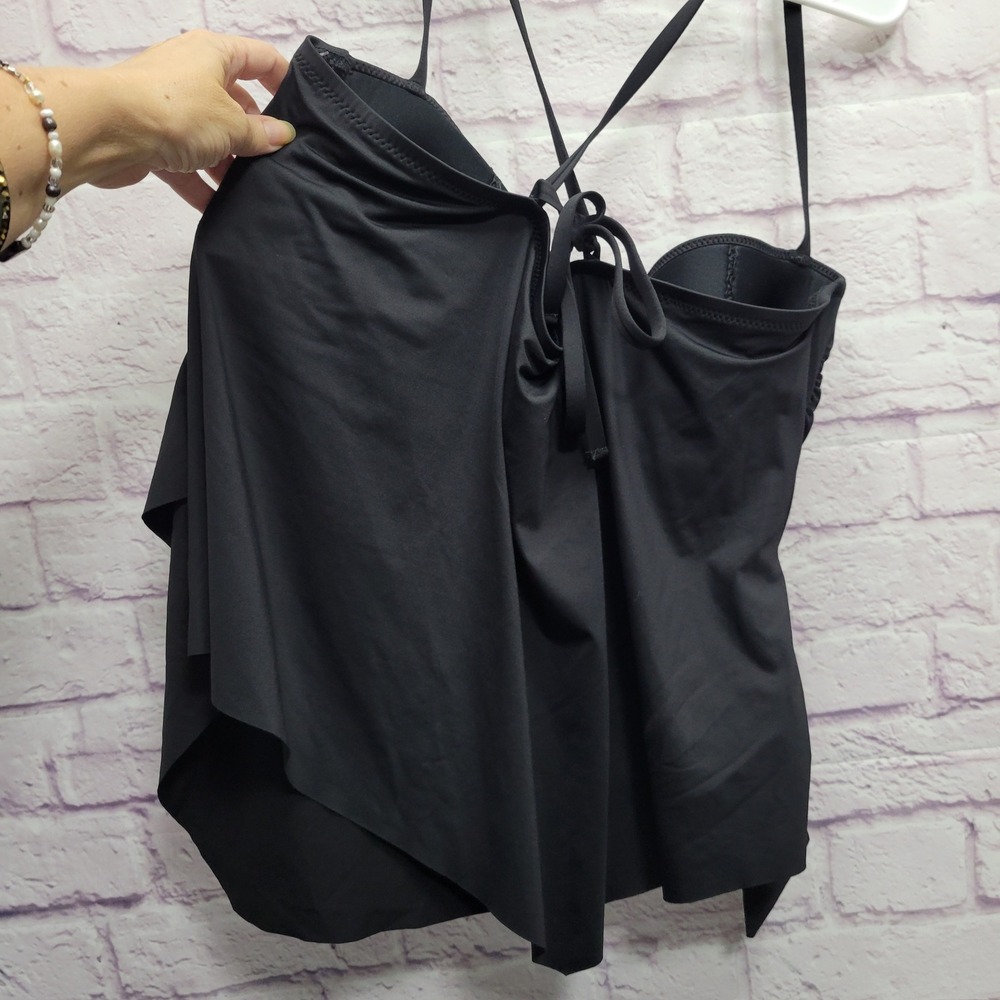 NEW Becca‎ Etc Rebecca Virtue Black Tankini Plus Size 1X Swimwear Top Side Tie - Picture 6 of 10